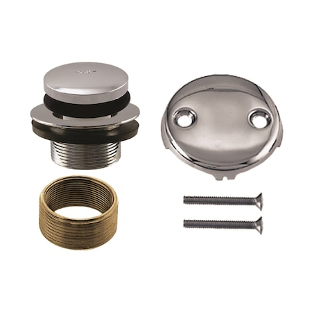 Westbrass Universal Thread Bathtub Tip-Toe Drain Trim with 2-Hole Overflow Cover, Polished Chrome D93K-26